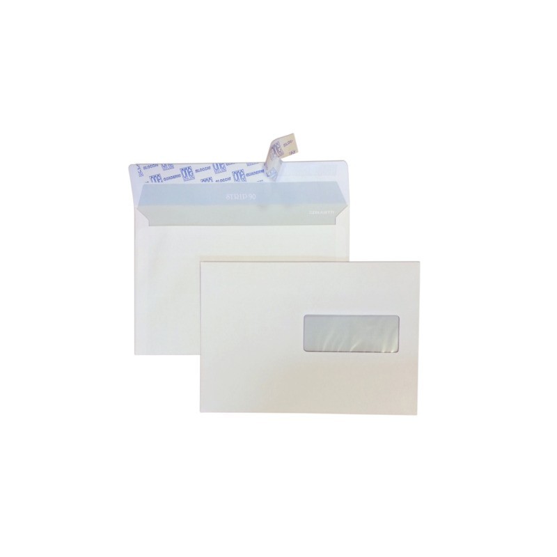 Buste con finestra Blasetti Strip 90 - 90 g/m² bianco - 16x23 cm - conf. 500 pz - 0170