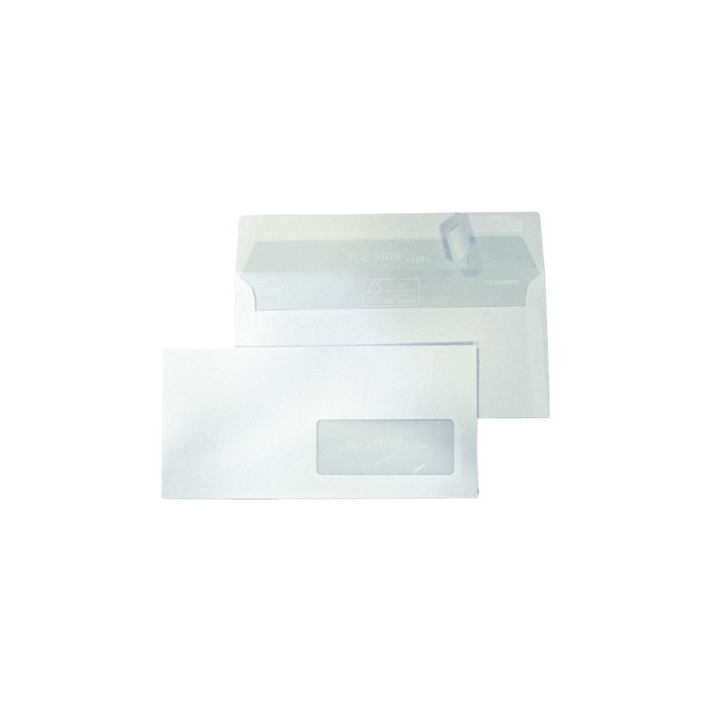 Buste con finestra Blasetti Strip Laser - 90 g/m² bianco - 11x23 cm - conf. 500 pz - 0157