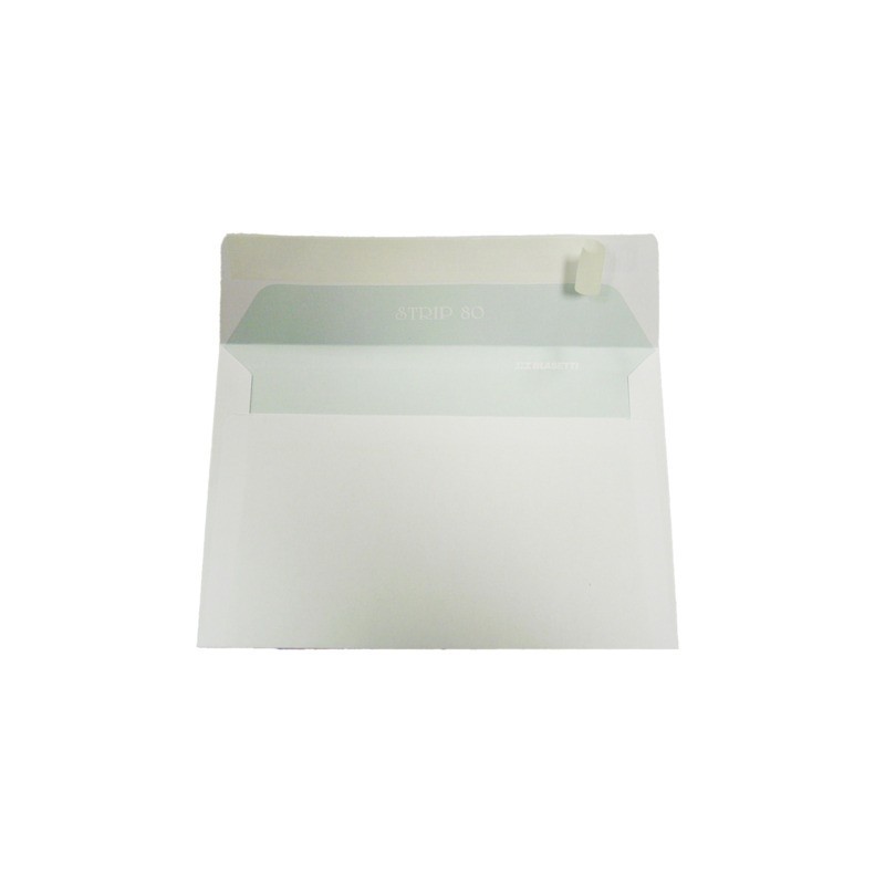 Buste senza finestra Blasetti Strip 80 con lembo strip - 80 g/m² bianco - 12x18 cm - conf. 500 pz - 0006