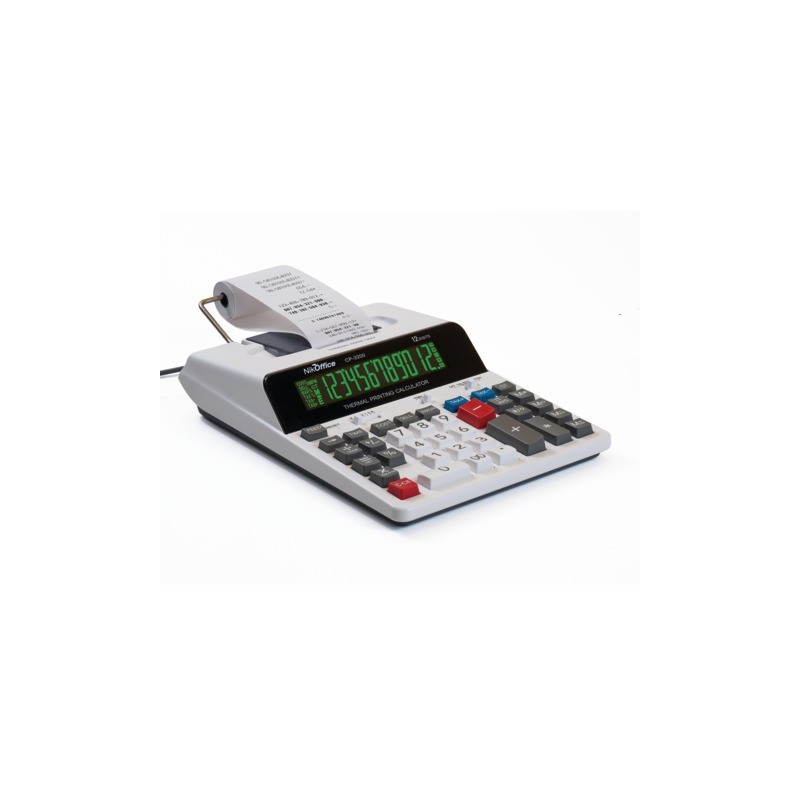 Calcolatrice scrivente termica Nikoffice CP-3200 - display 12 cifre - bianco - 08NIK117/B