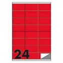Etichette fluo permanenti Markin Copiatabu 70x36 mm in foglio A4 - 24 et./foglio rosso - conf. 100 fogli