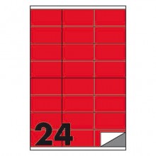 Etichette fluo permanenti Markin Copiatabu 70x36 mm in foglio A4 - 24 et./foglio rosso - conf. 100 fogli