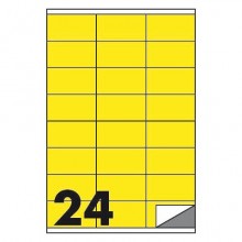 Etichette fluo permanenti Markin Copiatabu 70x36 mm in foglio A4 - 24 et./foglio giallo - conf. 100 fogli