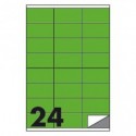 Etichette fluo permanenti Markin Copiatabu 70x36 mm in foglio A4 - 24 et./foglio verde - conf. 100 fogli