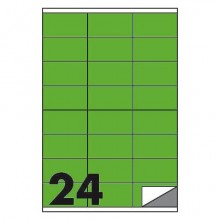 Etichette fluo permanenti Markin Copiatabu 70x36 mm in foglio A4 - 24 et./foglio verde - conf. 100 fogli