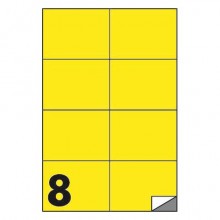 Etichette fluo permanenti Markin Copiatabu 105x74 mm in foglio A4 - 8 et./foglio giallo - conf. 100 fogli