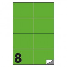 Etichette fluo permanenti Markin Copiatabu 105x74 mm in foglio A4 - 8 et./foglio verde - conf. 100 fogli