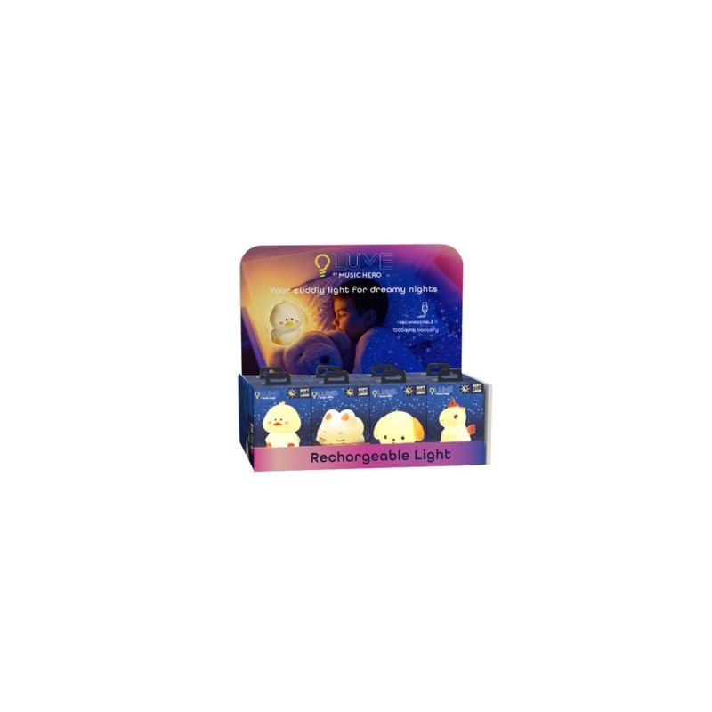 Espositore 8 luci da notte Lume by Music Hero forme assortite EXPO-LUMEANIMALPK+