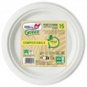 Piatti piani in polpa Dopla Green Pfas Free bianco - Ø 220 mm - conf. 15 pz - 07901