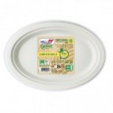 Piatti ovali in polpa Dopla Green Midi Pfas Free 260x195 mm bianco - Ø 260 mm - conf. 15 pz - 07776