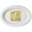 Piatti ovali bianchi in polpa Dopla Green Maxi Pfas Free 254x317 mm bianco - Ø 317 mm - conf. 15 pz - 07905