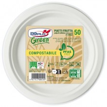 Piatti frutta in polpa Dopla Green Pfas Free bianco - Ø 170 mm - conf. 50 pz - 07904