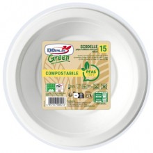 Scodelle in polpa bianche Dopla Green Pfas Free 450 ml - Ø 175 mm - conf. 15 pz - 07775