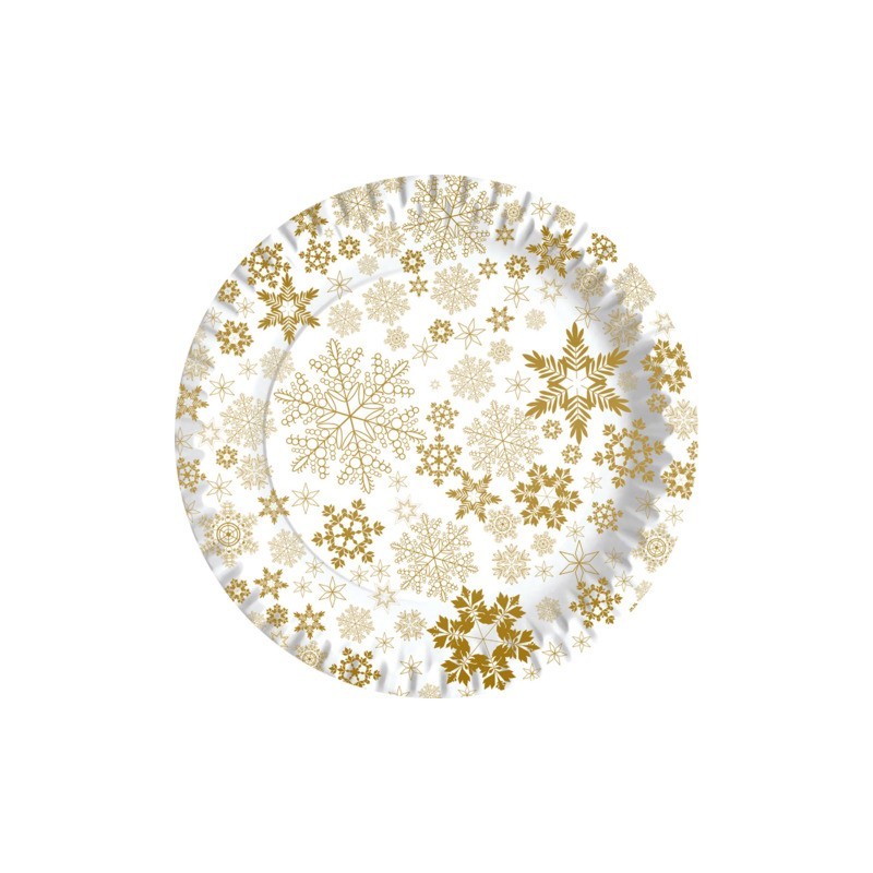 Piatti piani in fibra vergine Dopla Gold Ice - Ø 230 mm - conf. 10 pz - 11818