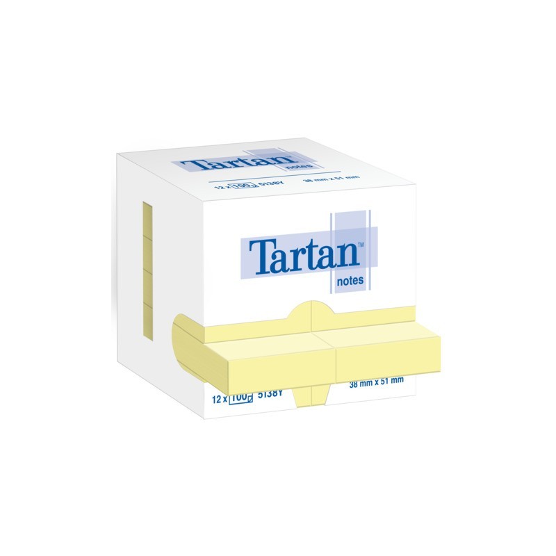 Foglietti riposizionabili Tartan™ Notes 51x38 mm giallo - conf. 12 blocchetti da 100 ff - 5138Y