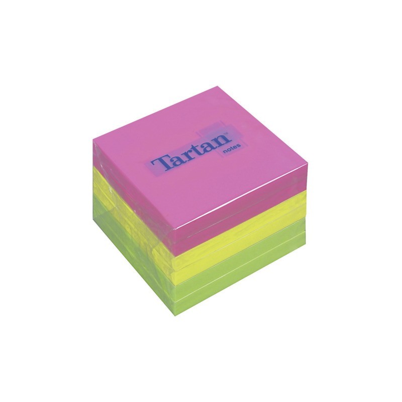 Foglietti riposizionabili Tartan™ Notes 76x76 mm colori assortiti neon - conf. 6 blocchetti da 100 ff - 654 N