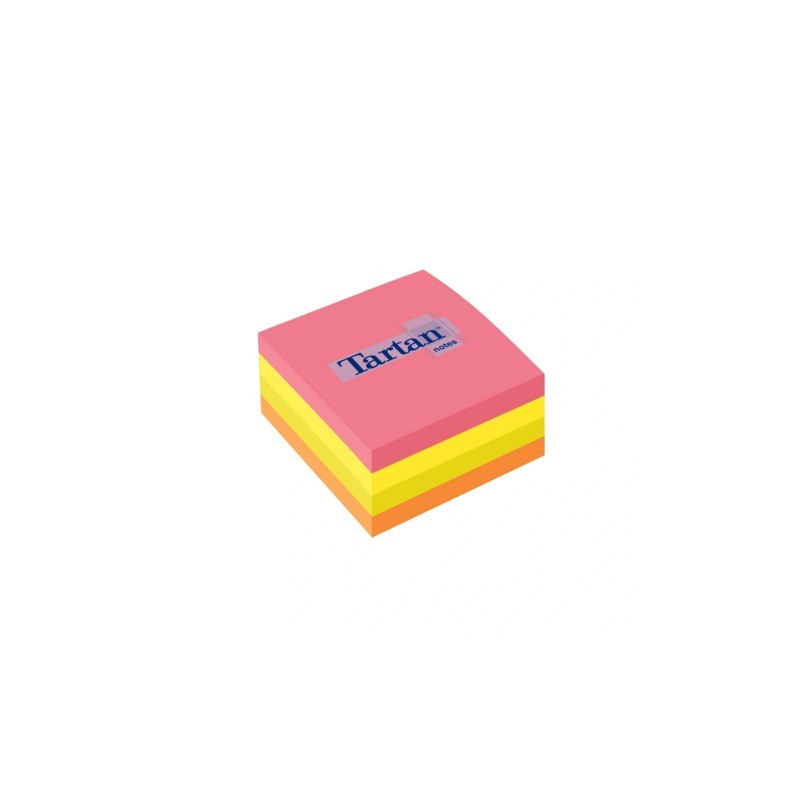 Foglietti riposizionabili Tartan™ Notes 76x76 mm colori assortiti neon - cubo da 400 ff - 7676 N CUBO