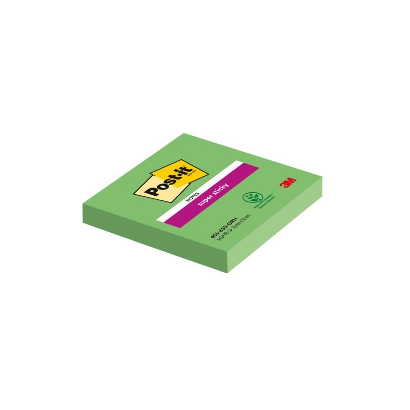 Foglietti riposizionabili Post-it® Super Sticky 76x76 mm - verde - conf. 6 blocchetti da 90 ff - 654-6SS-GRN