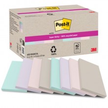 Foglietti riposizionabili Post-it® Super Sticky in carta riciclata 76x127 mm - colori assortiti - conf. 8 blocch/70 ff