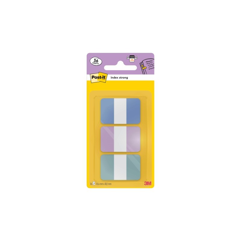 Segnapagina Post-it® Index Pastel Tabs 24x38 mm - blu, viola, verde - conf. 3/12 ff - 686-3 COAST