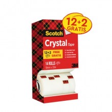 Nastro adesivo Scotch® Crystal trasparente - 19 mm x 33 mm -  Value Pack 12+2 GRATIS - 6-1933R14