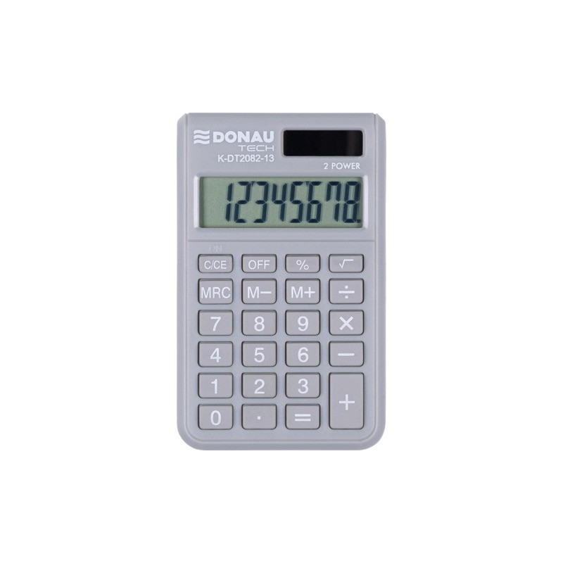 Calcolatrice tascabile Donau Tech con display a 8 cifre - 97x60x10 mm grigio chiaro - K-DT2082-13