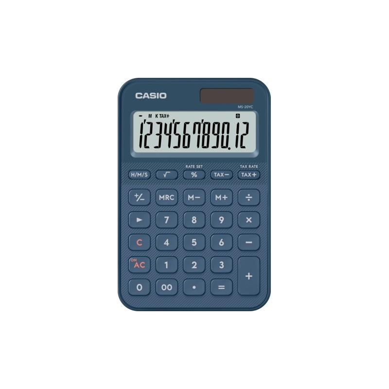 Calcolatrice da tavolo Casio solare o a batteria - display 12 cifre - blu MS-20YC-NY-W-EP
