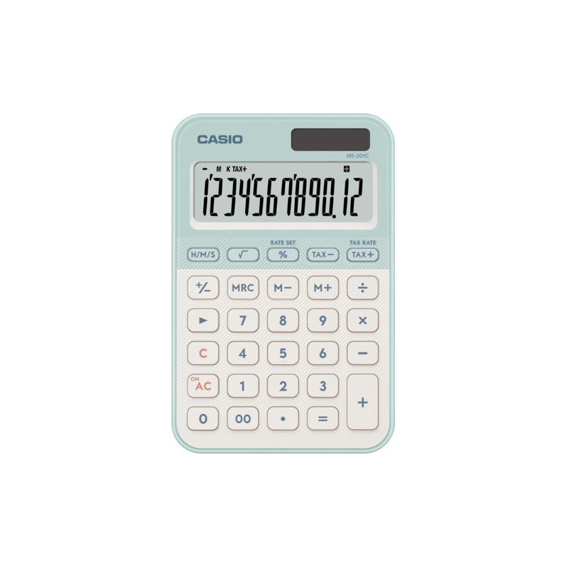 Calcolatrice da tavolo Casio solare o a batteria - display 12 cifre - verde MS-20YC-LG-W-EP