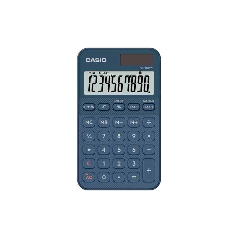 Calcolatrice tascabile Casio solare o a batteria - display 10 cifre - blu SL-310YC-NY-W-EP