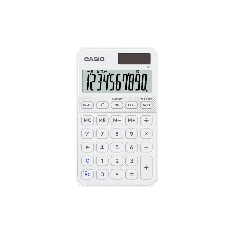 Calcolatrice tascabile Casio solare o a batteria - display 10 cifre - bianco SL-310YC-WE-W-EP
