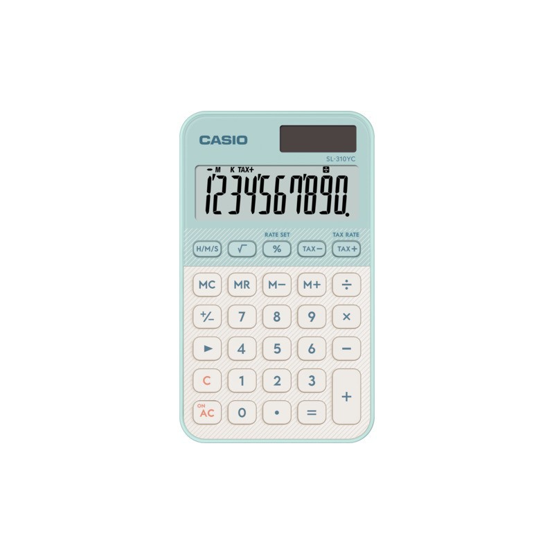 Calcolatrice tascabile Casio solare o batteria - display 10 cifre - verde SL-310YC-LG-W-EP