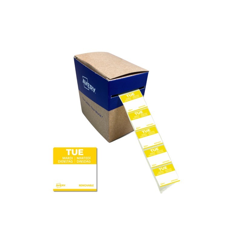 Etichette removibili per tracciabilità alimentare giornaliere Avery 25x25 mm - mar/giallo conf. 1000 pz DLSTUEREV-1000