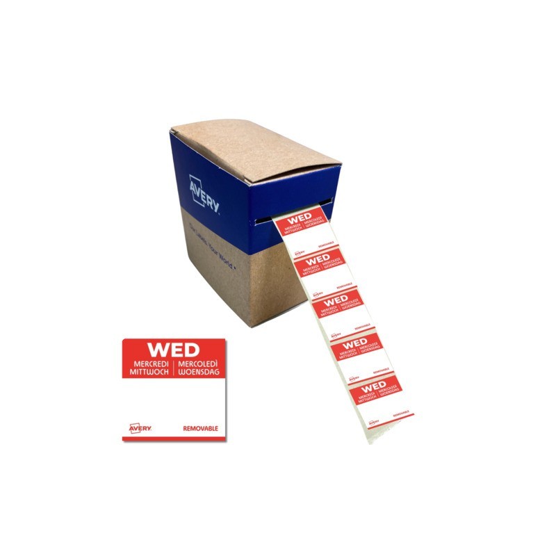 Etichette removibili per tracciabilità alimentare giornaliere Avery 25x25 mm - mer/rosso conf. 1.000 pz DLSWEDREV-1000