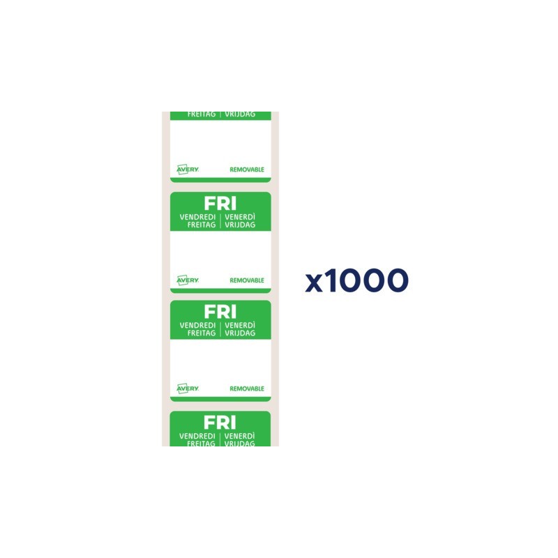 Etichette removibili per tracciabilità alimentare giornaliere Avery 25x25 mm - ven/verde conf. 1000 pz DLSFRIREV-1000