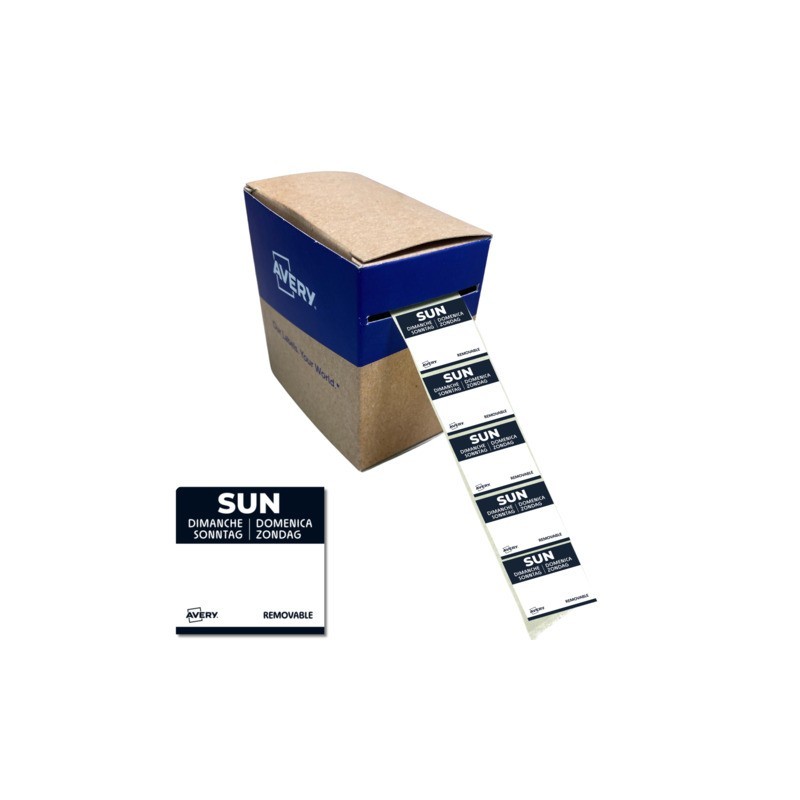 Etichette removibili per tracciabilità alimentare giornaliere Avery 25x25 mm - dom/nero conf. 1.000 pz DLSSUNREV-1000