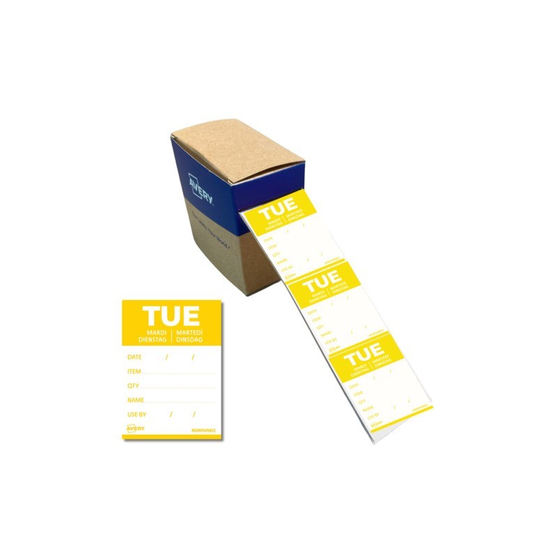 Etichette removibili per tracciabilità alimentare giornaliere Avery 40x56 mm - mar/giallo conf. 500 pz DLDTUEREV-500