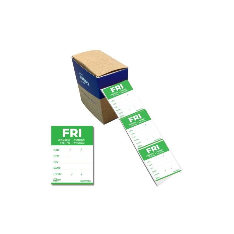 Etichette removibili per tracciabilità alimentare giornaliere Avery 40x56 mm - ven/verde conf. 500 pz - DLDFRIREV-500
