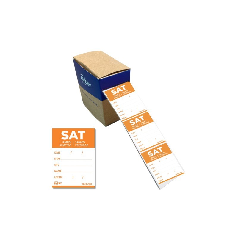 Etichette removibili per tracciabilità alimentare giornaliere Avery 40x56 mm - sab/arancione conf. 500 pz DLDSATREV-500