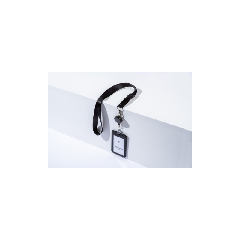 Kit porta badge 110x68 mm + cordoncino 440x20 mm + avvolgibile nero con filo 80 cm Avery nero - R4828HB-1