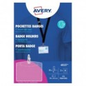 Kit porta badge trasparente 60x90 mm + 10 cordoncini neri con gancio + 16 inserti microperforati stampabili Avery
