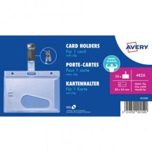 Porta Badge di sicurezza rigidi con clip Avery 54x85 mm - trasparente - conf. 25 pz - 4826
