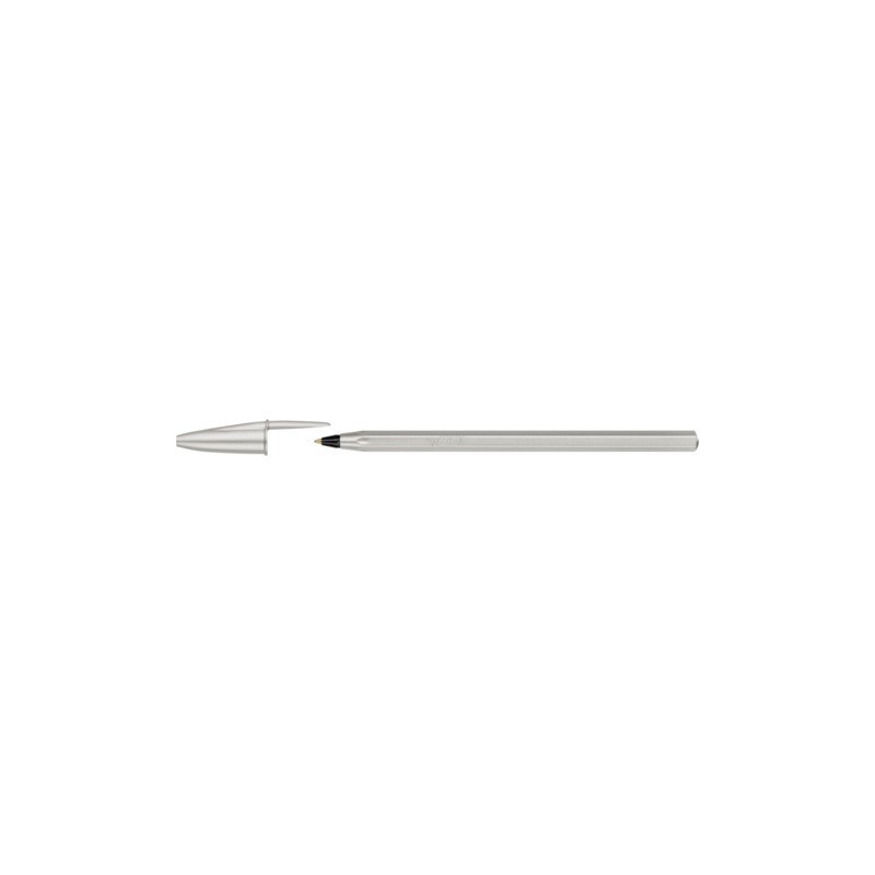 Penna a sfera con cappuccio BIC Cristal Glacé punta M 1 mm - inchiostro nero - colore fusto argento - 302533 (Conf.20)