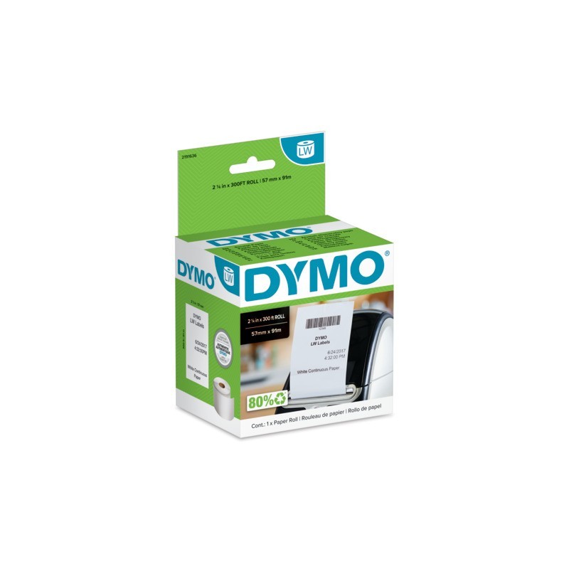 Rotolo etichette DYMO® Label Writer in carta continua per ricevute e contabilità - bianco - 57 mm x 91 m
