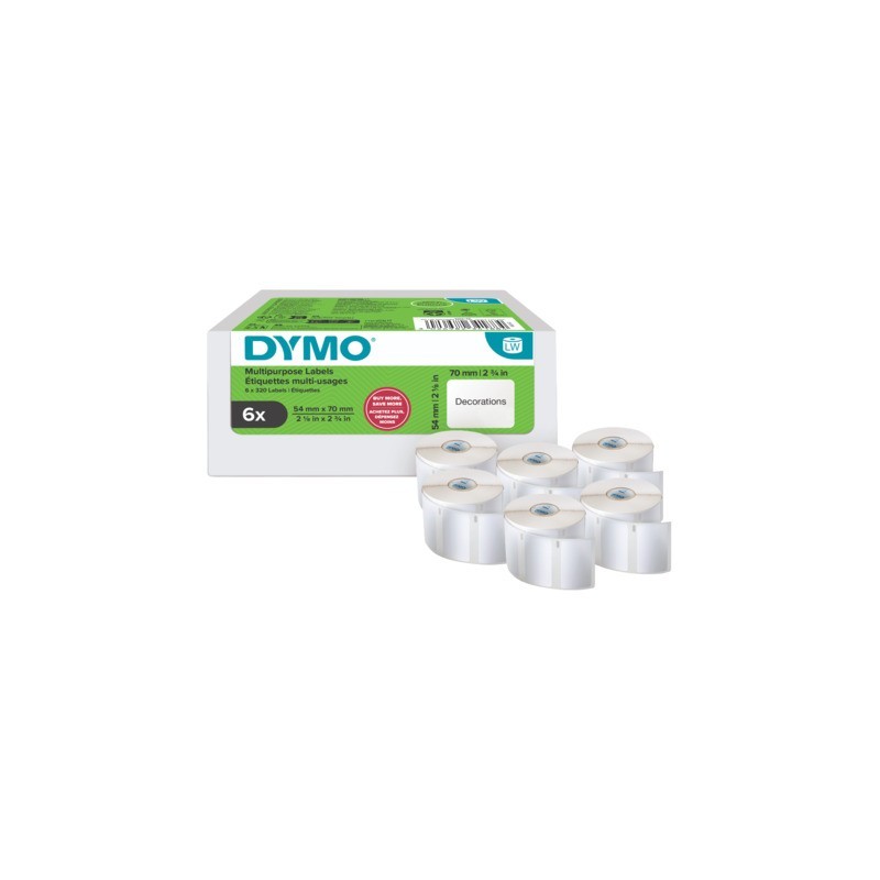 Rotoli 320 etichette DYMO® Label Writer per spedizioni e badge 54x70 mm - bianco VALUE PACK 6 rotoli - 2234188