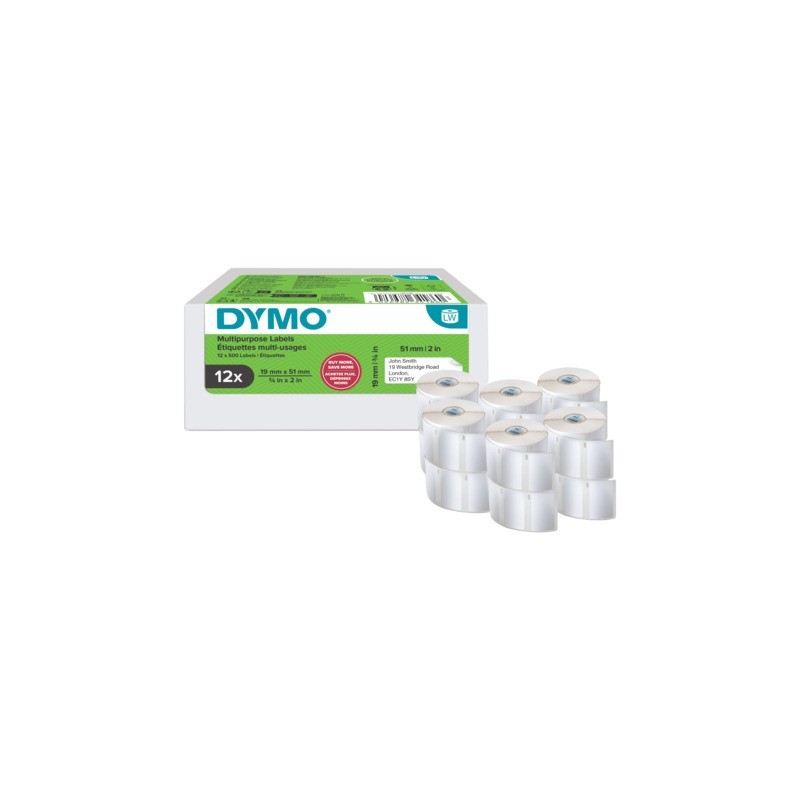 Rotoli 500 etichette DYMO® Label Writer multiuso 19x51 mm - bianco - VALUE PACK 12 rotoli - 2234186
