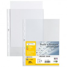 Buste a perforazione universale Sei Rota Atla 22x30 cm in PP basso spessore - finitura goffrata - conf. 25 pz - 662206