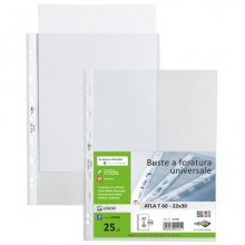 Buste a perforazione universale Sei Rota Atla 22x30 cm in PP basso spessore - finitura liscia - conf. 25 pz - 662203