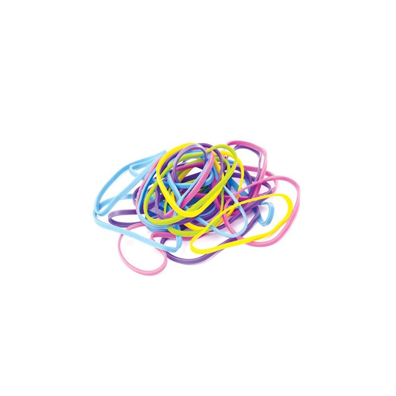Elastici in gomma e lattice Nikoffice in busta da 45 g colori fluo e misure assortite - 18NIK059