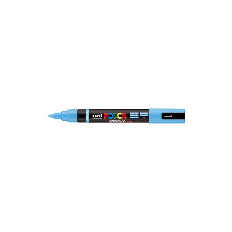 Marcatore a tempera Uni Posca con punta a pennello semi-flessibile 1-4 mm azzurro - M PC5BR AZ