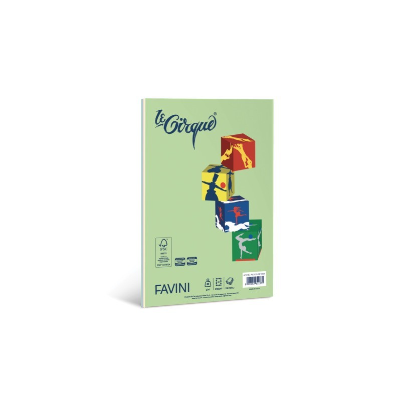 Carta colorata Favini Le Cirque Mix A4 80 g/m² risma da 100 fogli in 5 colori tenui assortiti - A71X134